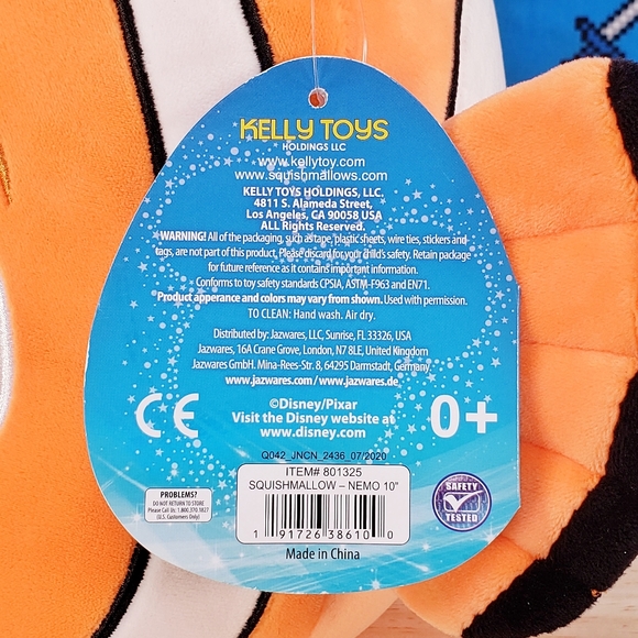 Squishmallow Nemo the Clownfish 10" 2020 UltraSoft Disney Pixar Film Plush - Picture 12 of 12